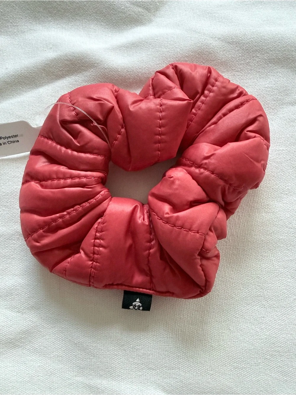 Free People Sports Quilted Puffer Scrunchie - Coral Red